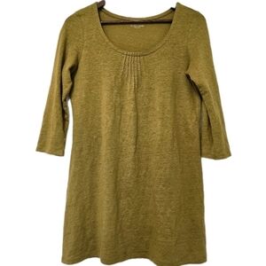 Eileen Fisher Women’s Tee Shirt Dress Mustard 100 Linen Tunic Size Small